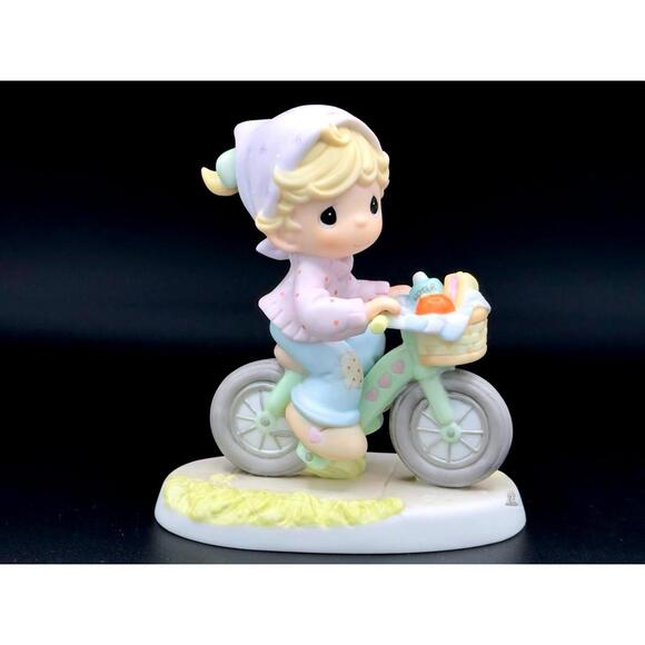 Precious Moments Other - Precious Moments Girl on Bicycle with Fruit Basket Figurine